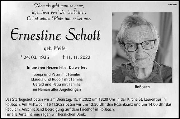Ernestine Schott, geb. Pfeifer