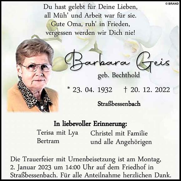 Barbara Geis, geb. Bechthold