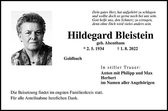 Hildegard  Bleistein, geb. Abenthum