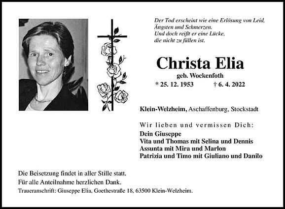 Christa Elia, geb. Wockenfoth