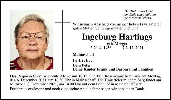 Ingeburg Hartings, geb. Merget