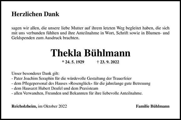 Thekla Bühlmann, geb. Dorbath
