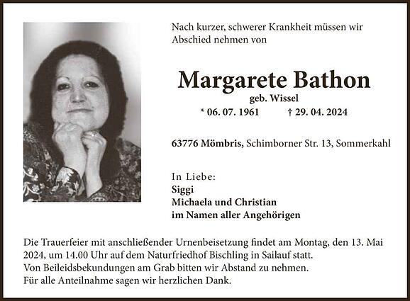 Margarete Bathon, geb. Wissel