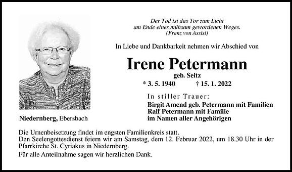 Irene  Petermann, geb. Seitz