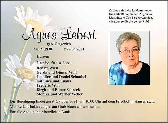 Agnes Lebert, geb. Giegerich