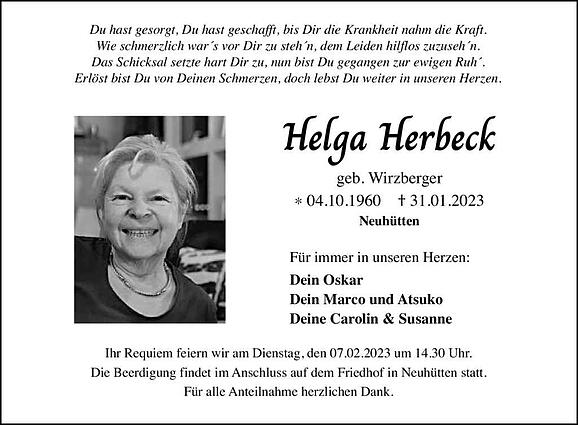 Helga Herbeck, geb. Wirzberger