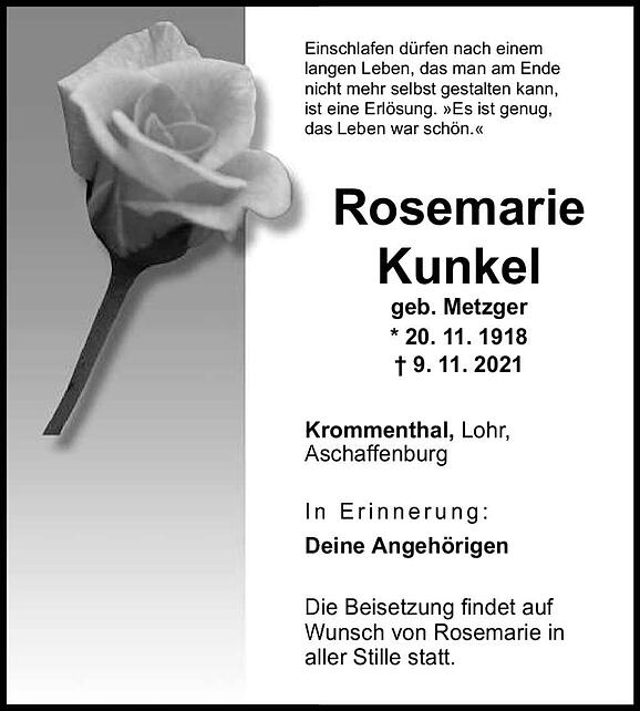 Rosemarie Kunkel, geb. Metzger