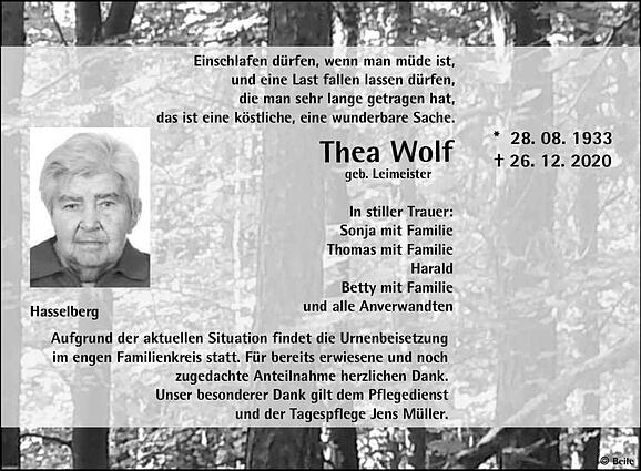 Thea Wolf, geb. Leimeister
