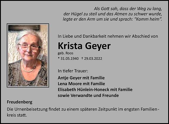 Krista Geyer, geb. Roos