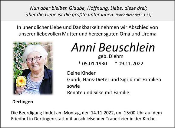 Anni Beuschlein, geb. Diehm