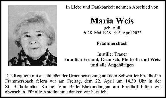 Maria Weis, geb. Aull