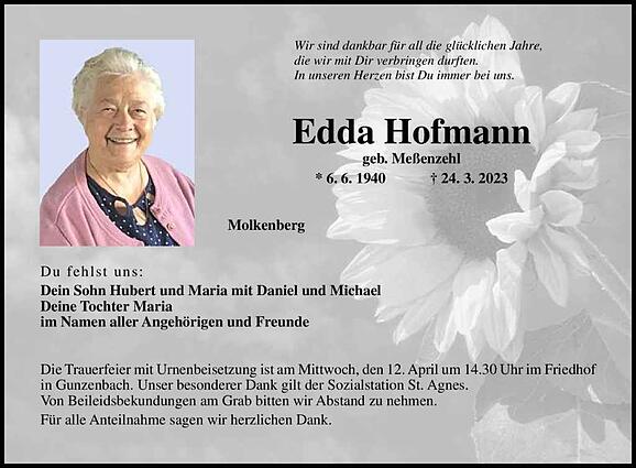 Edda Hofmann, geb. Meßenzehl