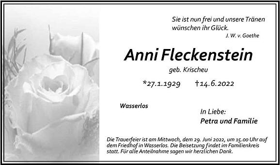 Anni Fleckenstein, geb. Krischeu