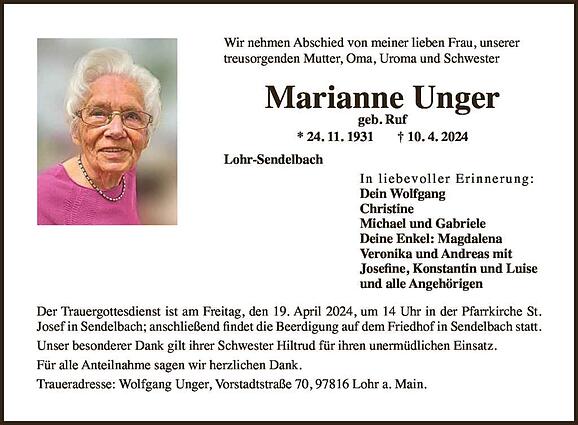 Marianne Unger, geb. Ruf
