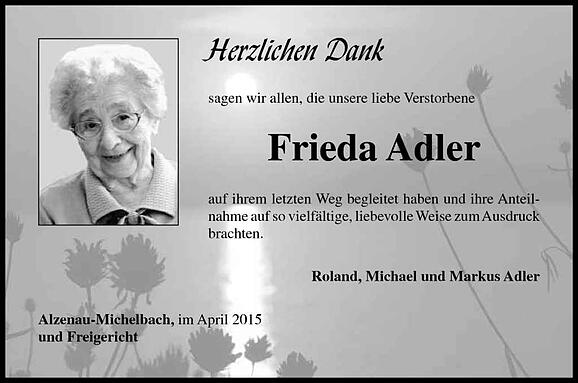 Frieda Adler, geb. Staab