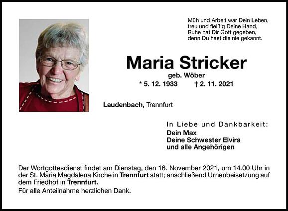 Maria Stricker, geb. Wöber