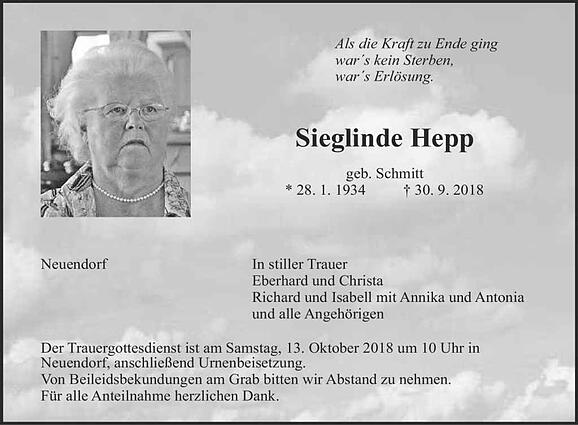 Sieglinde Hepp, geb. Schmitt