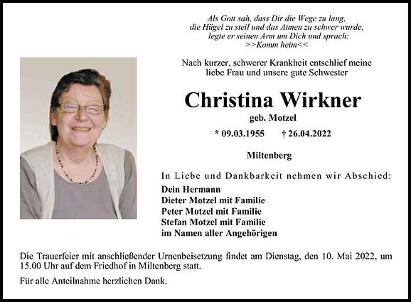 Christina Wirkner, geb. Motzel