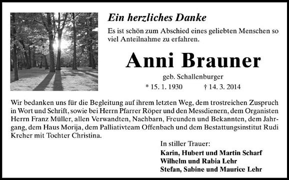 Anni Brauner, geb. Schallenburger