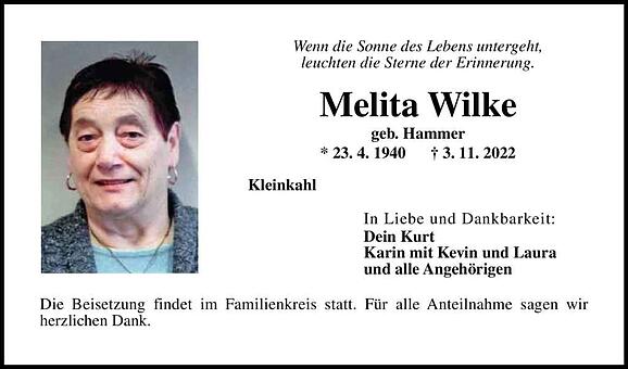 Melita Wilke, geb. Hammer