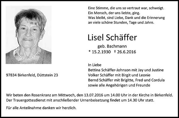 Lisel Schäffer, geb. Bachmann
