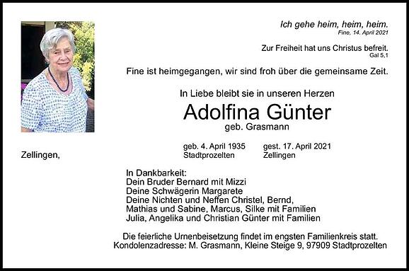 Adolfina Günter, geb. Grasmann