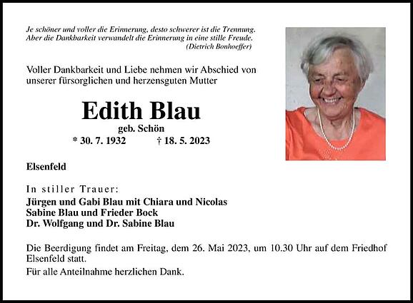 Edith Blau, geb. Schön