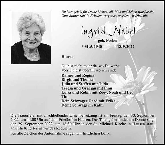 Ingrid Nebel, geb. Fecher