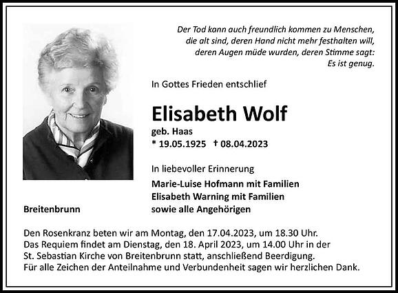 Elisabeth Wolf, geb. Haas