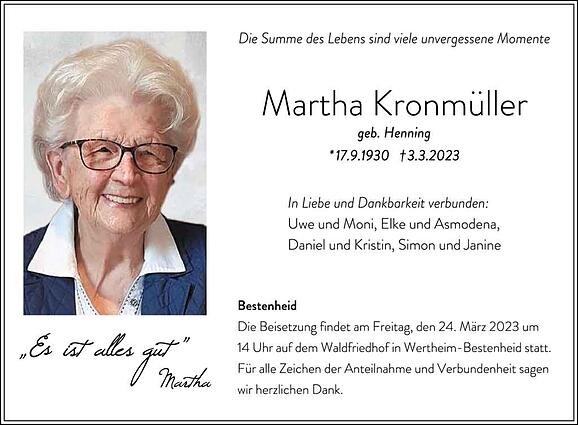 Martha Kronmüller, geb. Henning