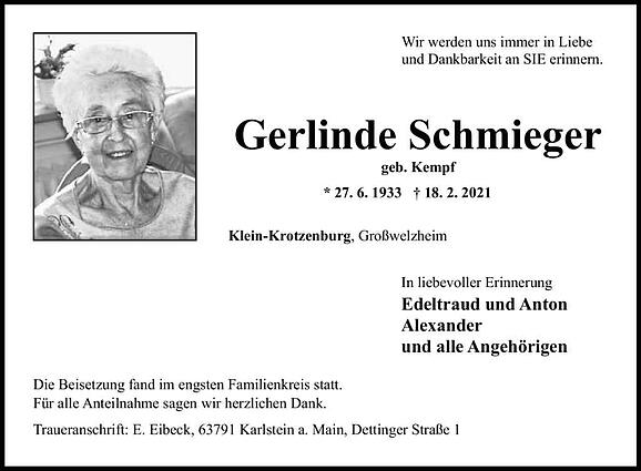 Gerlinde Schmieger, geb. Kempf