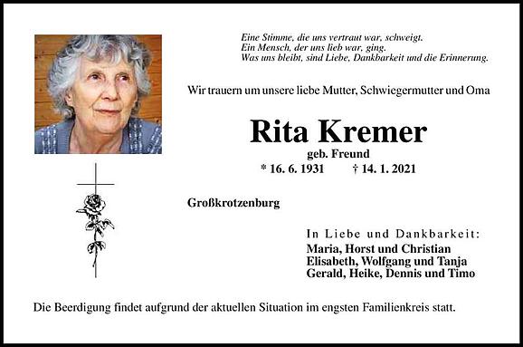 Rita Kremer, geb. Freund