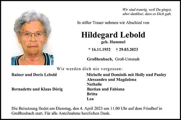 Hildegard Lebold, geb. Hummel