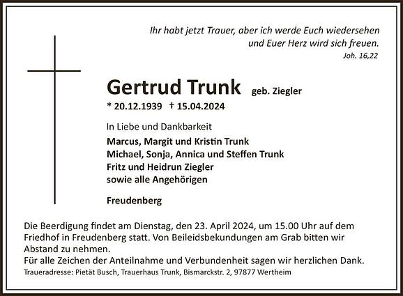 Gertrud Trunk, geb. Ziegler