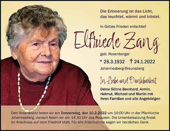 Elfriede Zang, geb. Rosenberger