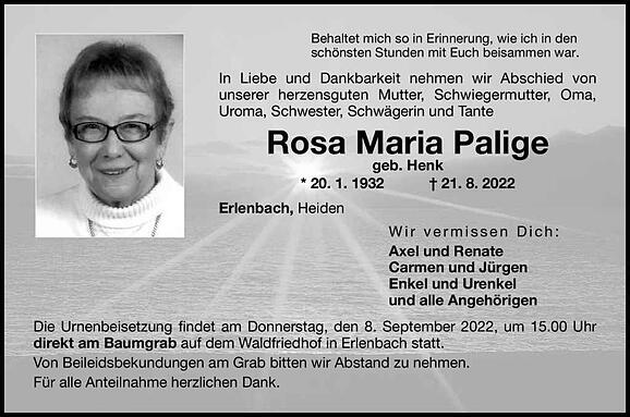 Rosa Maria Palige, geb. Henk