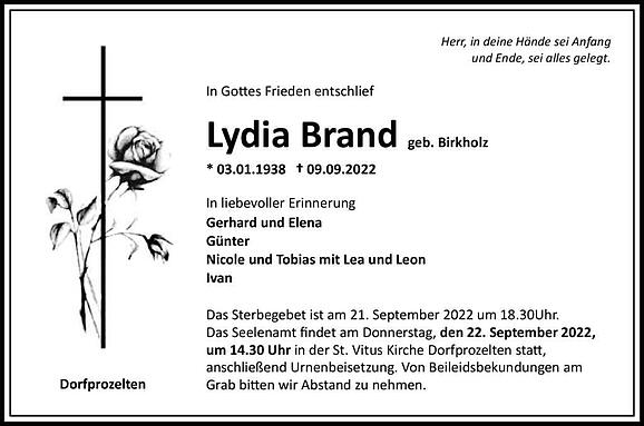 Lydia Brand, geb. Birkholz