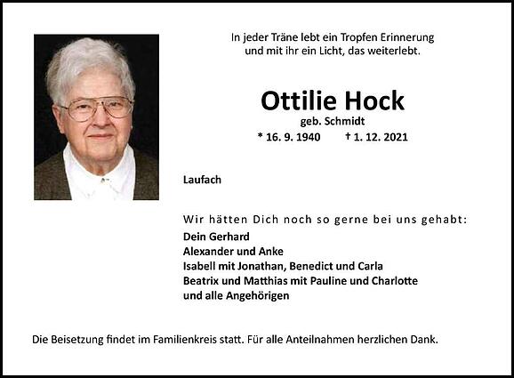 Ottilie Hock, geb. Schmidt