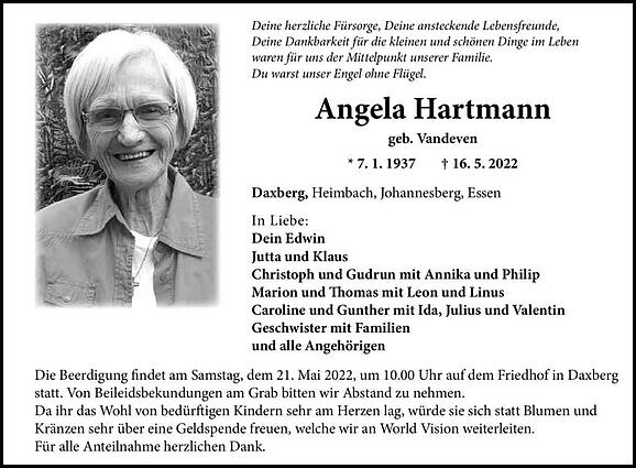 Angela Hartmann, geb. Vandeven