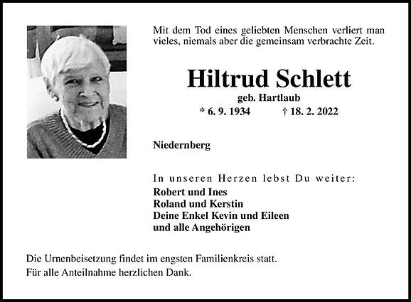Hiltrud Schlett, geb. Hartlaub