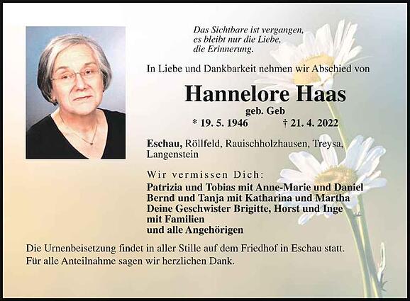 Hannelore Haas, geb. Geb